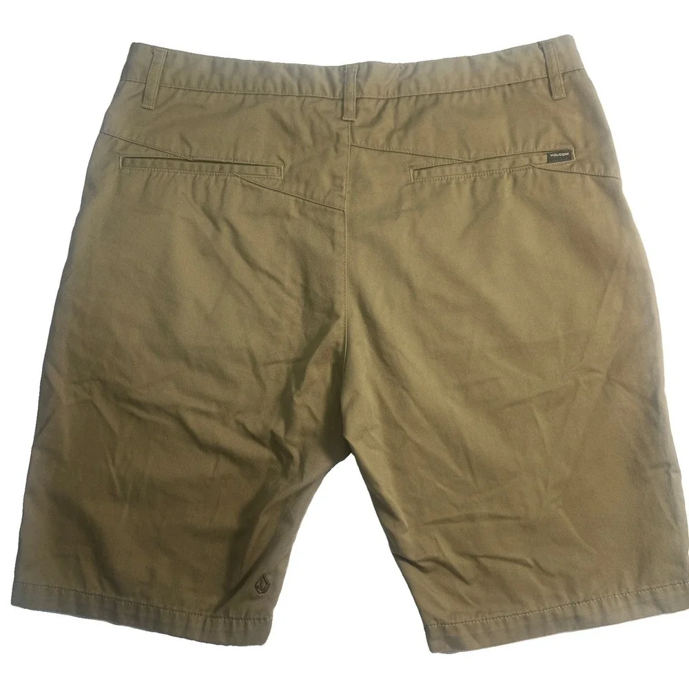 Volcom Khaki Chino Shorts Men's Size 36 Beige Flat Front Casual Skate